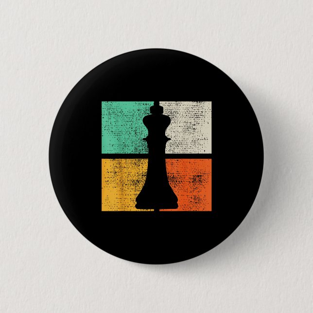 Badge Rond 5 Cm Échecs Pièces d'échecs Roi Joueur  (Devant)