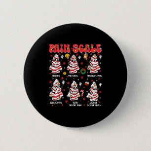 Badge Rond 5 Cm Échelle de douleur drôle de gâteau d'arbre de Noël
