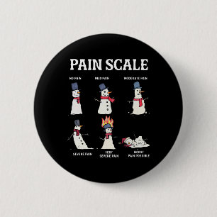 Badge Rond 5 Cm Échelle de douleur rétro Bonhomme de neige Trauma 