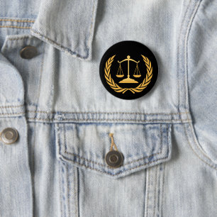 Badge Rond 5 Cm Échelles de justice   Droit   Avocat - Noir & Or K