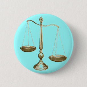 Badge Rond 5 Cm échelles d'or de justice