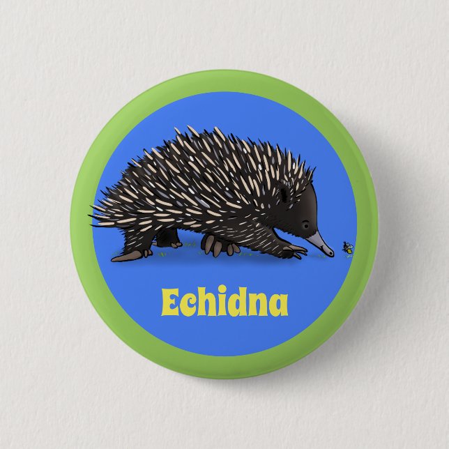Badge Rond 5 Cm Echidna mignonne avec dessin animé d'abeille (Devant)