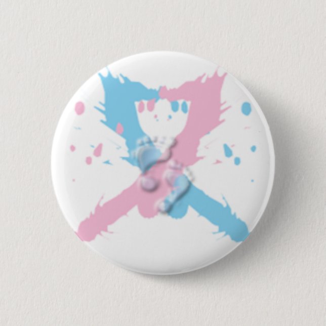 Badge Rond 5 Cm Éclaboussure de ruban rose et bleu avec des (Devant)