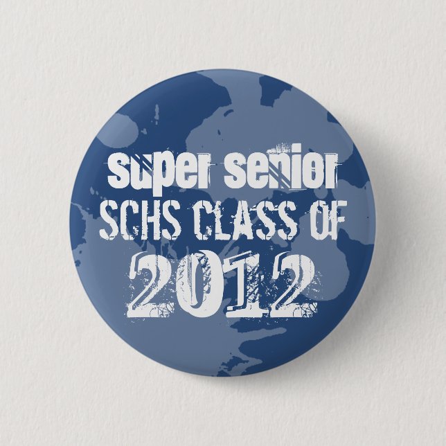 Badge Rond 5 Cm Éclaboussure d'encre bleue classe terminale grunge (Devant)