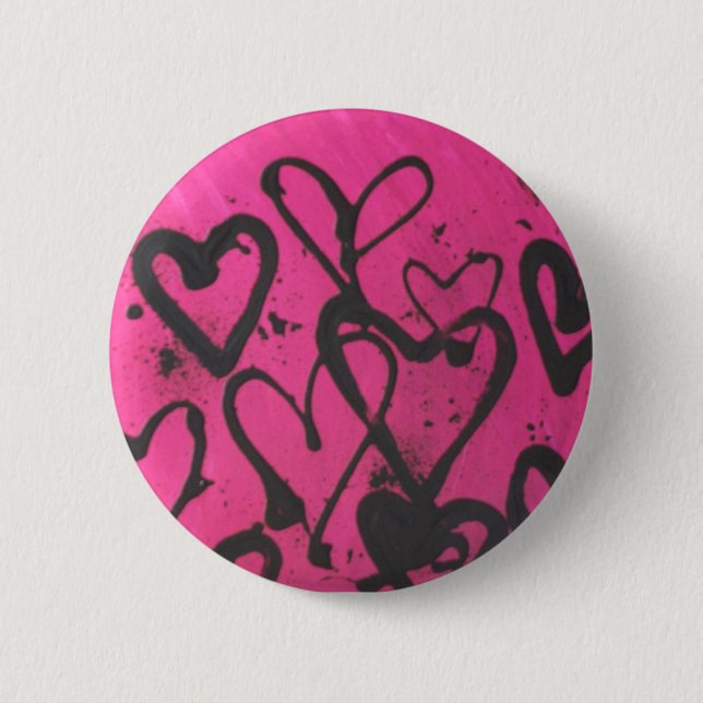 Badge Rond 5 Cm éclaboussures de coeur (Devant)