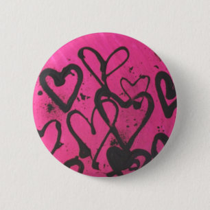 Badge Rond 5 Cm éclaboussures de coeur
