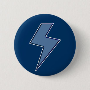 Badge Rond 5 Cm Éclair Bleu