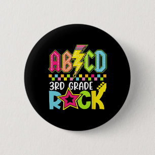 Badge Rond 5 Cm Éclair drôle de retour à l'école 3e année Rock