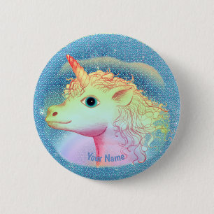 Badge Rond 5 Cm Éclair épingle Unicorn