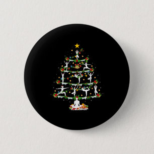 Badge Rond 5 Cm Éclairage de Noël amateur de yoga Arbre de Noël de