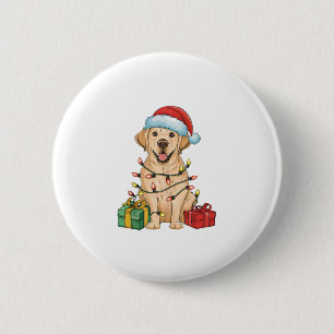 Badge Rond 5 Cm Éclairage de Noël Chapeau Labrador Retriever Chien
