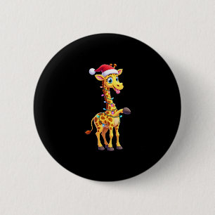 Badge Rond 5 Cm Éclairage de Noël de girafe drôle Santa girafe Noë
