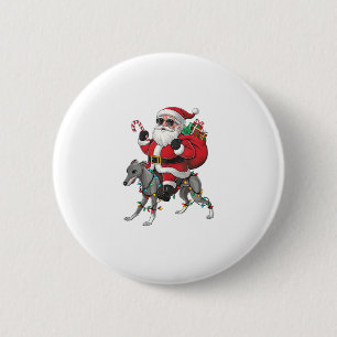 Badge Rond 5 Cm Éclairage de Noël Père Noël équitation Chien gris 
