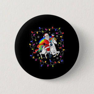 Badge Rond 5 Cm Éclairage de Noël Père Noël équitation vol licorne