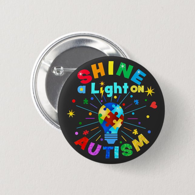 Badge Rond 5 Cm ÉCLAIREZ une lumière sur AUTISM (Devant & derrière)