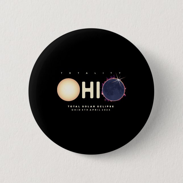 Badge Rond 5 Cm Eclipse 2024 Ohio Total Eclipse Astronomie Graphiq (Devant)