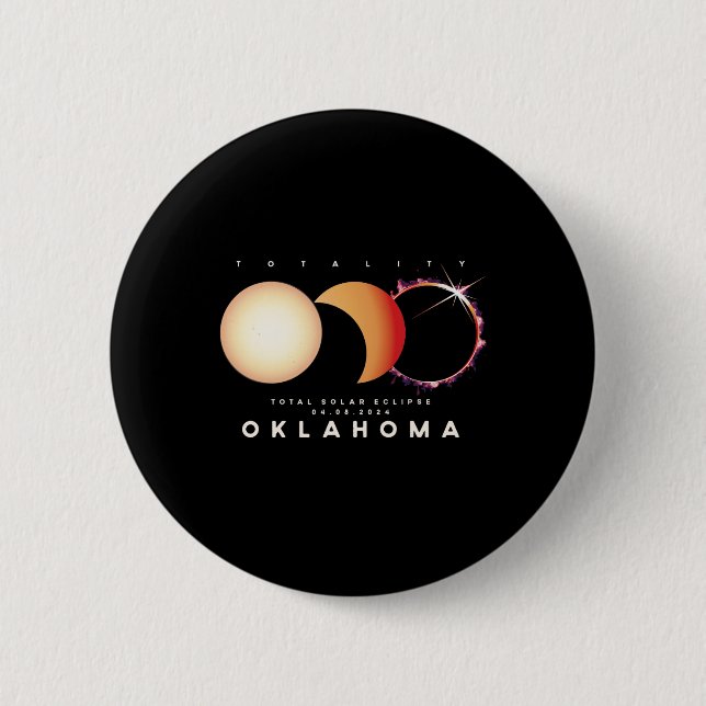 Badge Rond 5 Cm Eclipse 2024 Oklahoma Total Eclipse Astronomie gra (Devant)