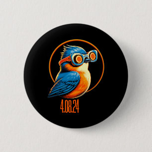 Badge Rond 5 Cm Éclipse solaire 04 08 2024 Eclipse de bleuet orien