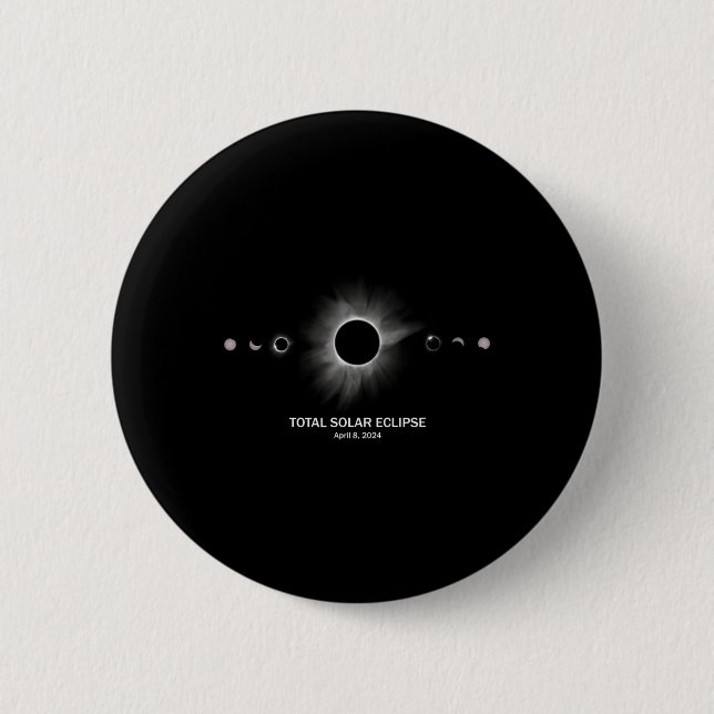 Badge Rond 5 Cm Éclipse solaire 2024 Éclipse totale (Devant)