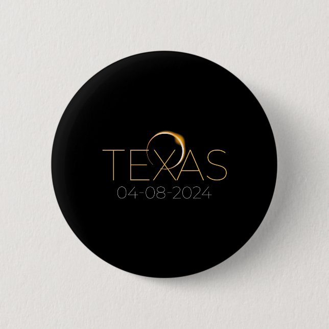 Badge Rond 5 Cm Éclipse solaire 2024 État Texas Total Éclipse sola (Devant)