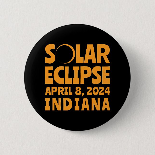 Badge Rond 5 Cm Éclipse solaire 2024 Indiana (Devant)