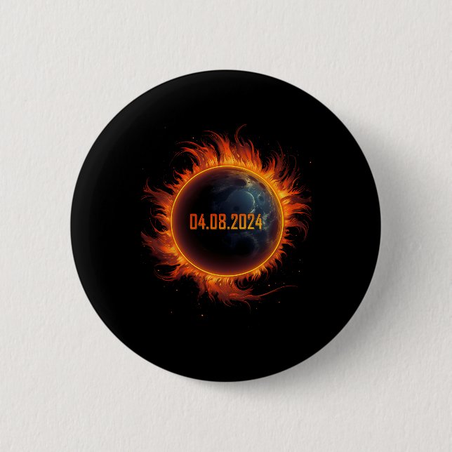Badge Rond 5 Cm Éclipse solaire 2024 Total Éclipse solaire (Devant)