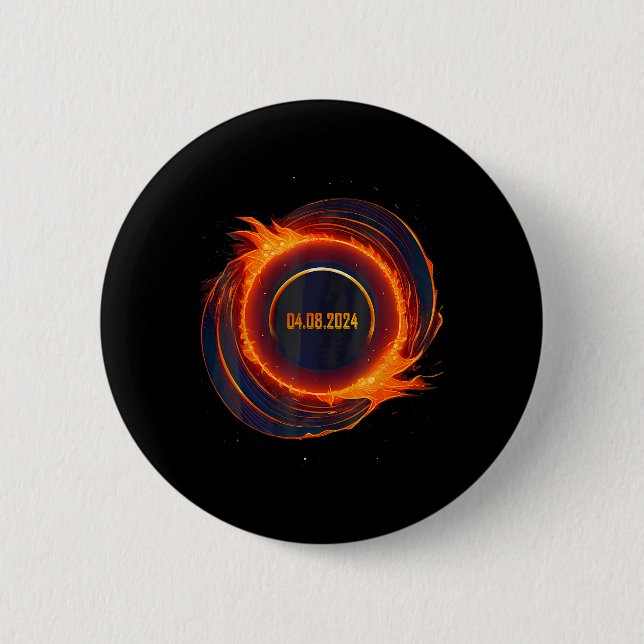 Badge Rond 5 Cm Éclipse solaire 2024 Total Éclipse solaire (Devant)