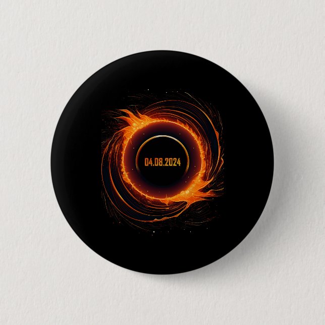 Badge Rond 5 Cm Éclipse solaire 2024 Total Éclipse solaire (Devant)