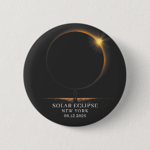 Badge Rond 5 Cm Éclipse solaire 2026 Astronomie céleste