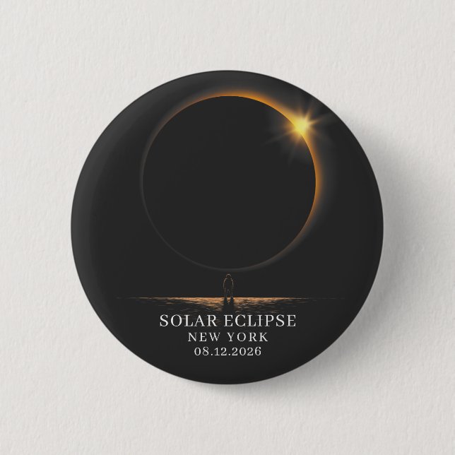 Badge Rond 5 Cm Éclipse solaire 2026 Astronomie céleste (Devant)