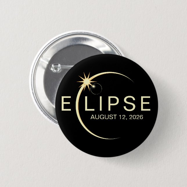 Badge Rond 5 Cm Éclipse solaire Astronomie Événement 2026 (Devant & derrière)