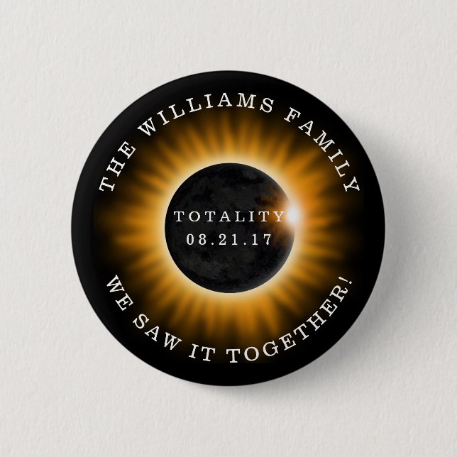 Badge Rond 5 Cm Éclipse solaire de totalité de famille (Devant)