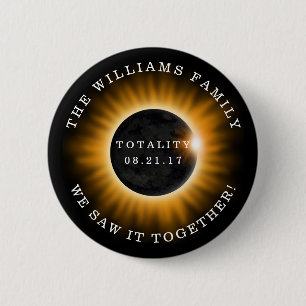 Badge Rond 5 Cm Éclipse solaire de totalité de famille
