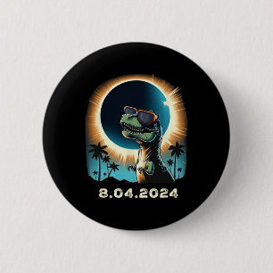 Badge Rond 5 Cm Éclipse Solaire Dino Avec Éclipse Solaire Gles