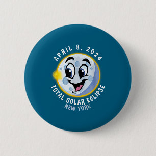 Badge Rond 5 Cm Éclipse solaire mignonne d'avril 8 York