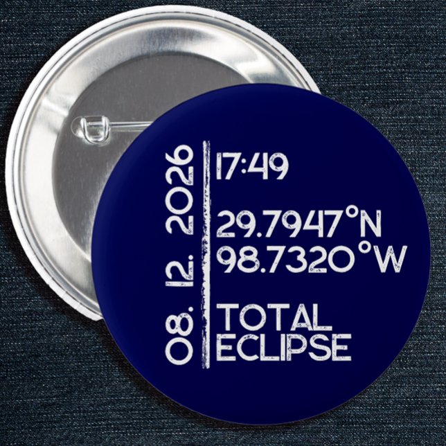 Badge Rond 5 Cm Éclipse solaire personnalisée 2026 (Solar Eclipse Keepsake Pin)