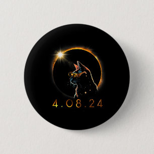 Badge Rond 5 Cm Éclipse Solaire T Chat Portant Des Lunettes Éclips
