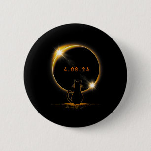 Badge Rond 5 Cm Éclipse Solaire T Chat Portant Des Lunettes Éclips