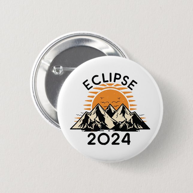 Badge Rond 5 Cm Éclipse solaire totale 2024 (Devant & derrière)