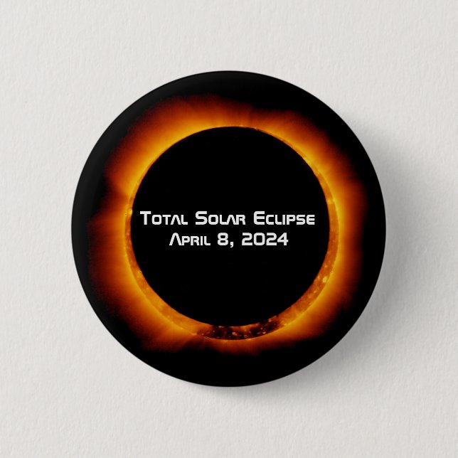 Badge Rond 5 Cm Éclipse solaire totale 2024 (Devant)