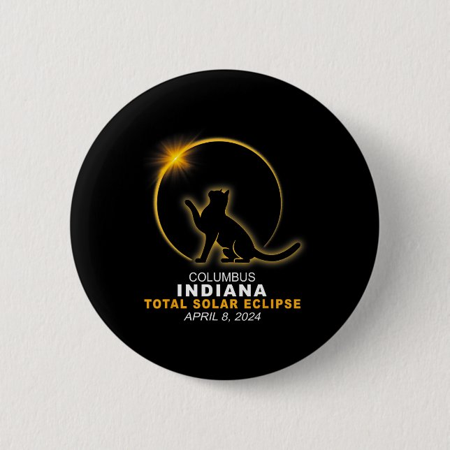 Badge Rond 5 Cm Éclipse solaire totale 2024 (Devant)
