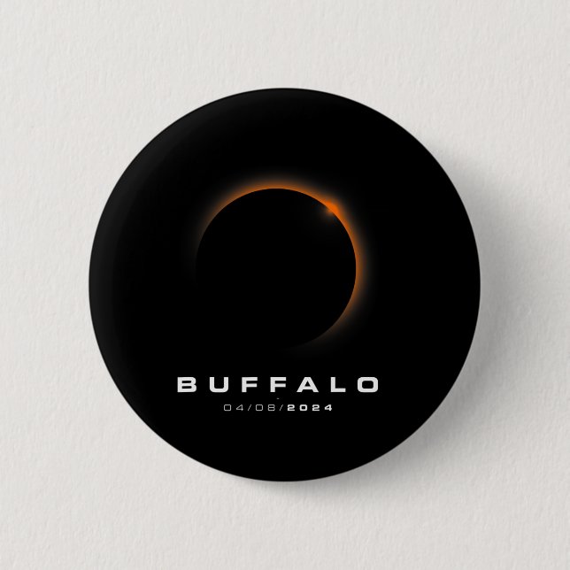 Badge Rond 5 Cm Éclipse solaire totale 2024 - Éclipse solaire de B (Devant)