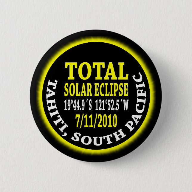 Badge Rond 5 Cm Éclipse solaire totale 7/11/2010 (Devant)