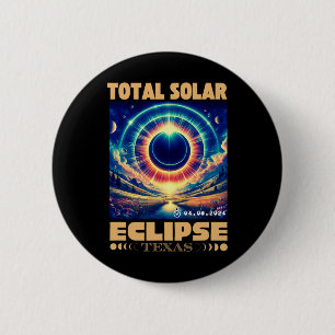 Badge Rond 5 Cm Éclipse solaire totale 8 avril 2024 Texas Solar Ec