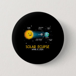 Badge Rond 5 Cm Éclipse solaire totale amusante et mignonne 2024 S