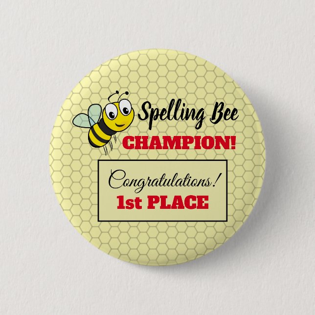 Badge Rond 5 Cm École championne première place du concours d'orth (Devant)