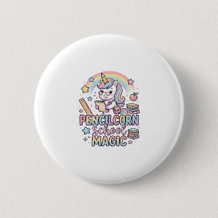Badge Rond 5 Cm École de licorne Pencilcorn Magie Autocollant ador