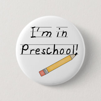 Badge Rond 5 Cm École maternelle rayée de papier et de crayon