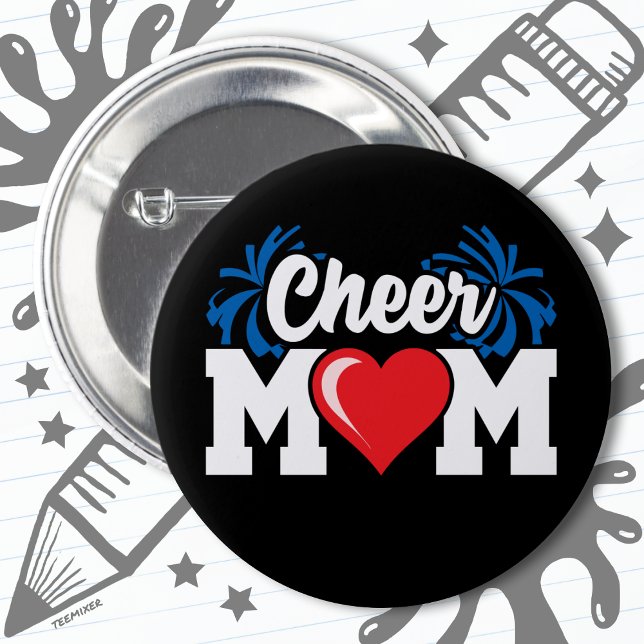 Badge Rond 5 Cm École Pom-pom girl Squad Sports Fier Cheer Maman (Créateur téléchargé)