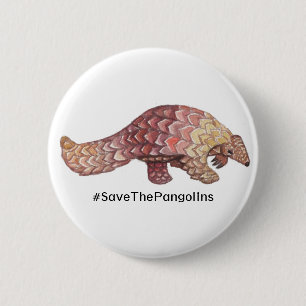 Badge Rond 5 Cm Économies d'aquarelle le bouton de Pangolins